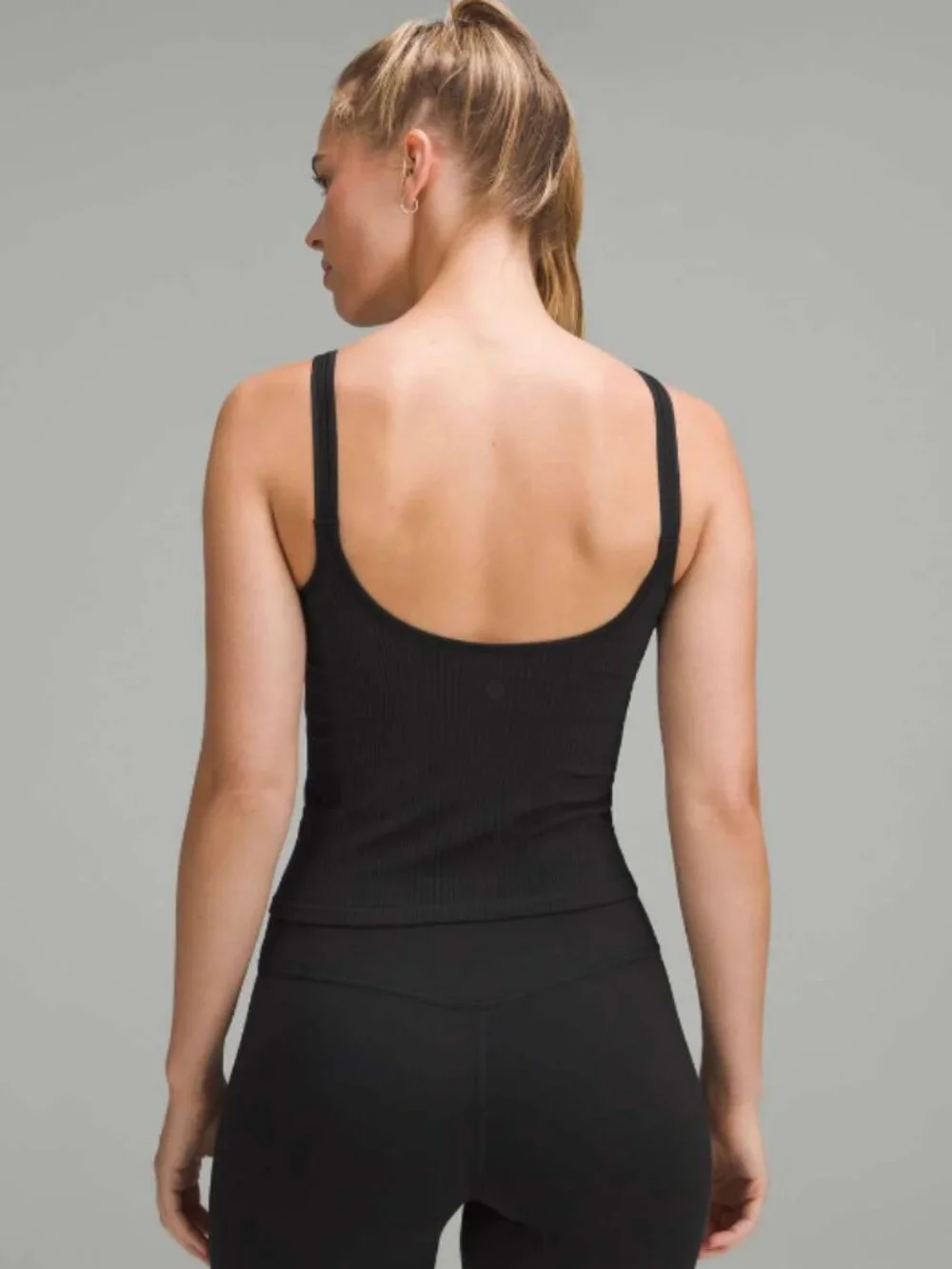 Lululemon Ebb to Street Scoop-Neck Cropped Tank Top Light Support, B/C Cup Black